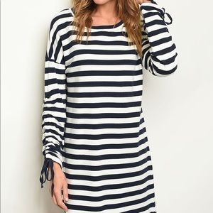 Navy and White Striped Dress